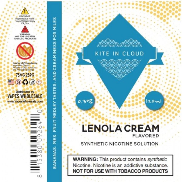 Lenola Cream Tobacco Free Nicotine Vape Juice by Kite In Cloud E-Liquid