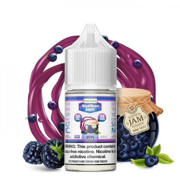 Blue Razz Jam Tobacco Free Nicotine Salt Juice by Pod Juice