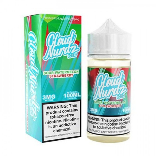 Sour Watermelon Strawberry Iced Tobacco Free Nicotine Vape Juice by Cloud Nurdz