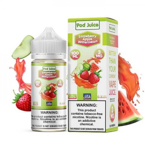 Strawberry Apple Watermelon Tobacco Free Nicotine Vape Juice by Pod Juice