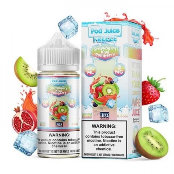 Strawberry Kiwi Pomberry Freeze Tobacco Free Nicotine Vape Juice by Pod Juice