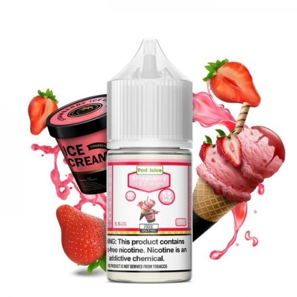 Strawberry Ice Cream Tobacco Free Nicotine Salt Juice by Pod Juice