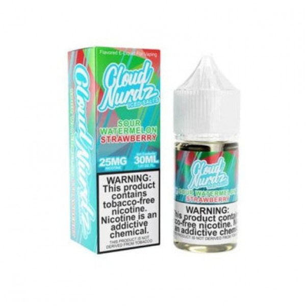 Sour Watermelon Strawberry Iced Tobacco Free Nicotine Salt Juice by Cloud Nurdz